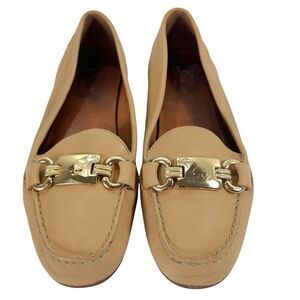 Kate Spade Carson Leather Loafers Beige Tan Flats Driving Shoes